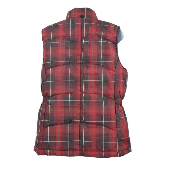 In Style We Trust NY Reversible Zip Puffer Vest Womens M Red Tartan Plaid Black - Picture 3 of 16